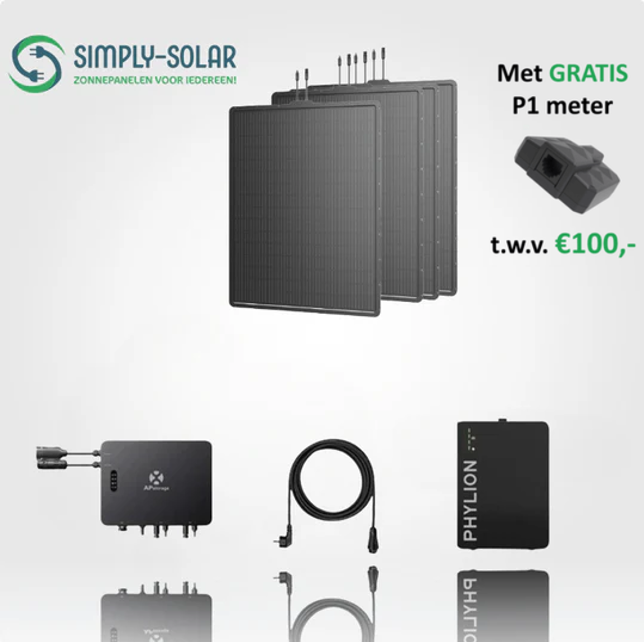 Balkon Plug & Play set lichtgewicht panelen met accu (600wp)