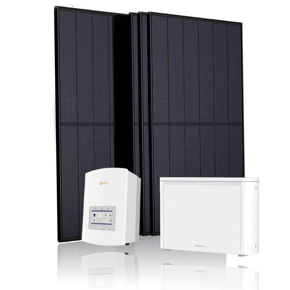 4 zonnepanelen set met Solis Hybride omvormer